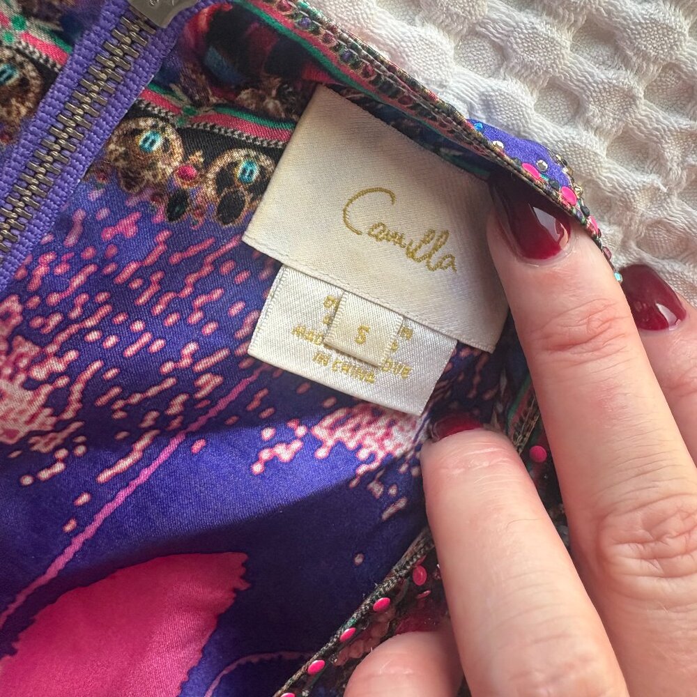 Camilla Purple & Pink Floral-Print Silk Maxi Dress - Picture 11 of 16